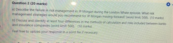  Question 2 (20 marks) a) Describe the failure in risk management