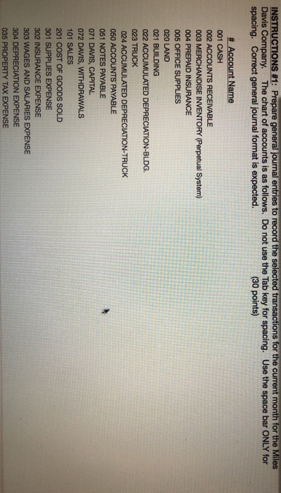  INSTRUCTIONS : Prepare general journal entries to record the selected tra