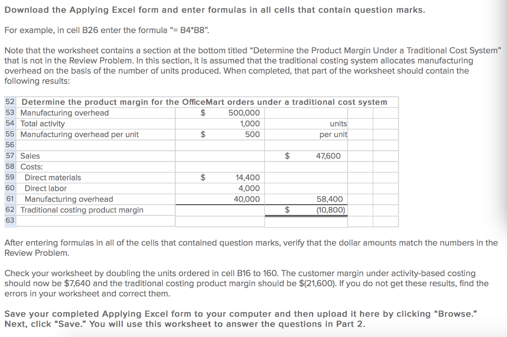 Download the Applying Excel form and enter formulas in all cells