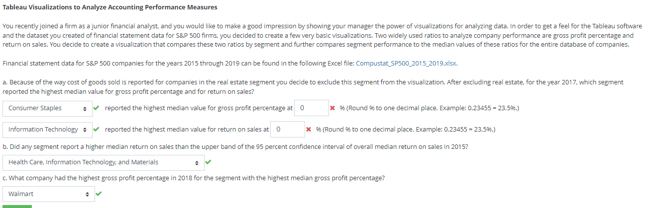  Tableau Visualizations to Analyze Accounting Performance Measures Financial statement data for