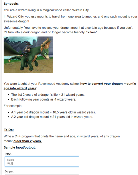  Please code in C++. Will upvote! Synopsis: You are a wizard
