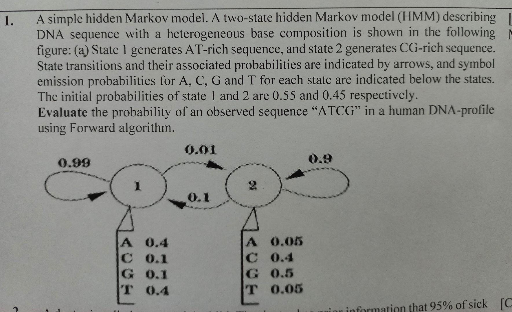 A simple hidden Markov model. A two-state hidden Markov model (HMM)