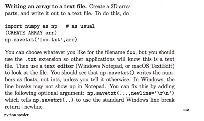  Writing an array to a text file. Create a 2D array