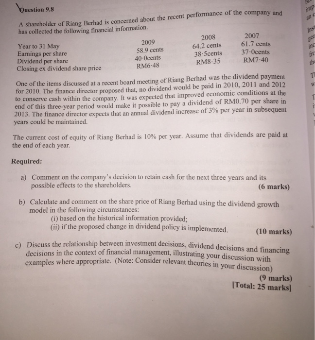  Question 9.8 imp Ins ger inc fire th A shareholder of