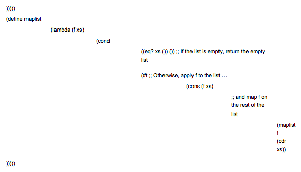 are defined as follows, with #t written for true and () for