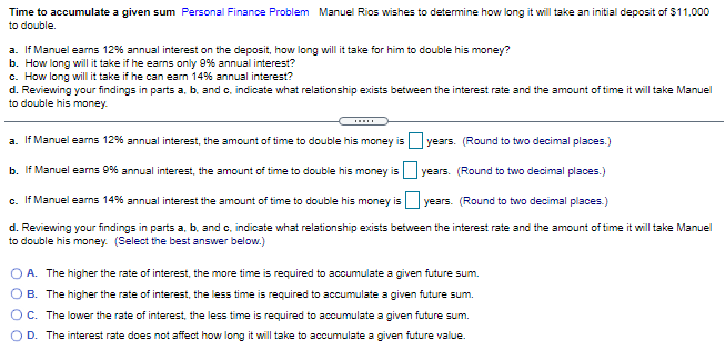 Time to accumulate a given sum Personal Finance Problem Manuel Rios