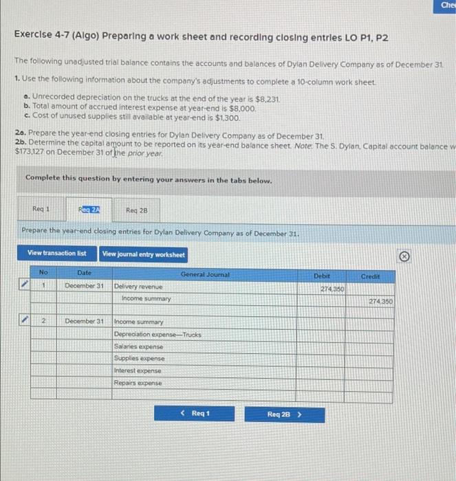 LO P1. P2 The folizuling unadjusted tiol ba snce contains the accounts