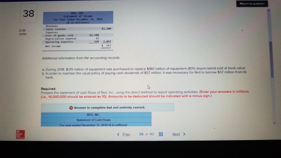 problem 40. Return to questi Comparative balance sheets for 2018 and 2017,