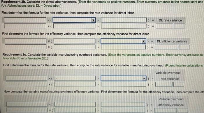 quantity allowed Standard Rate Actual rate F/U 2d Actual fixed overhead Budgeted