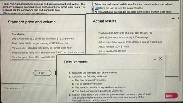 the standard to produce the 1,600 awnings it took more material than
