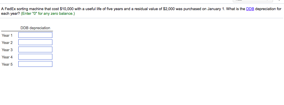A FedEx sorting machine that cost $10,000 with a useful life