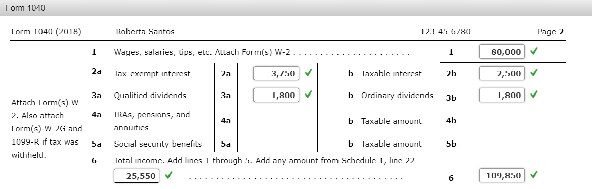 Note: This problem is for the 2018 tax year. Roberta Santos, age
