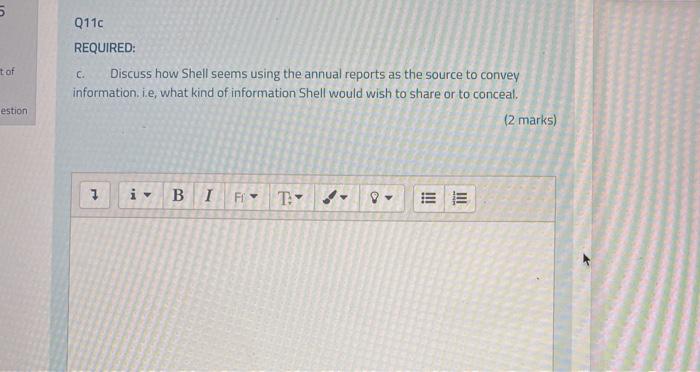  5 tof Q110 REQUIRED: C. Discuss how Shell seems using the