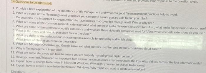  topic File management Please answer the question separately provide MLA citations