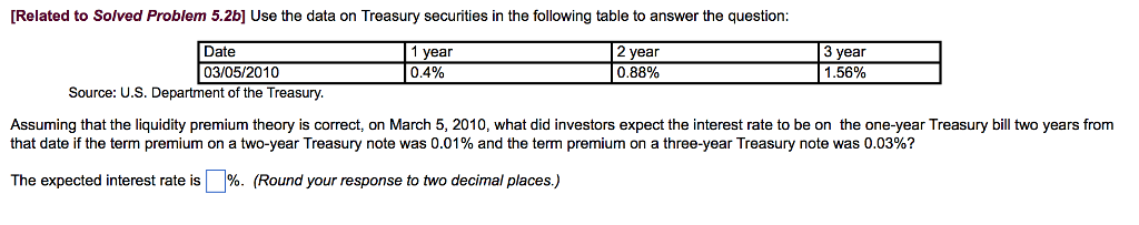  [Related to Solved Problem 5.2bl Use the data on Treasury securities
