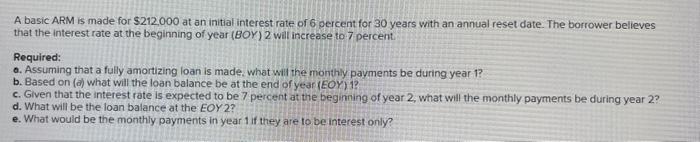  A basic ARM is made for $212,000 at an initial interest