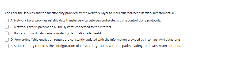  Consider the services and the functionality provided by the Network Layer
