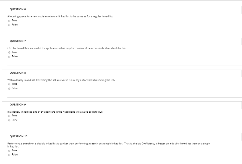 Is an array O each node has a node coming after it.