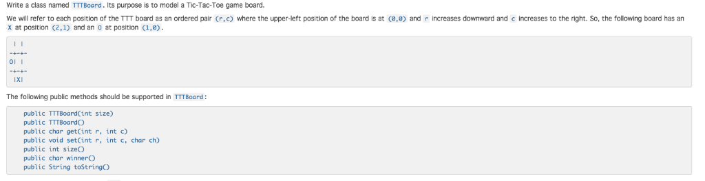  One constructor should take an int parameter indicating the size of