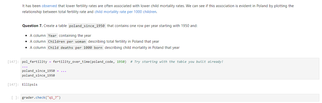 python help. use question 5's table to write answer for question 7
