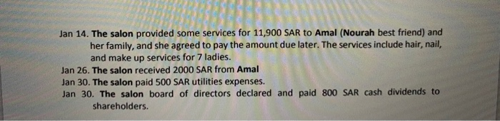 31,2020 consist of : depreciation is 3000 SAR 7. The salon will