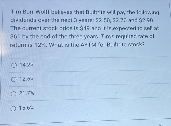 please help me with finding the AYTM! i will rate:) Tim Burr