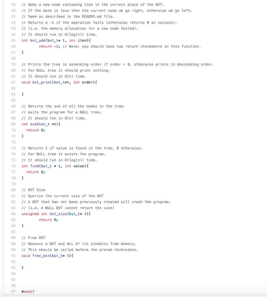 TreeCopyable code: // =================== Support Code ================= // Binary Search Tree (