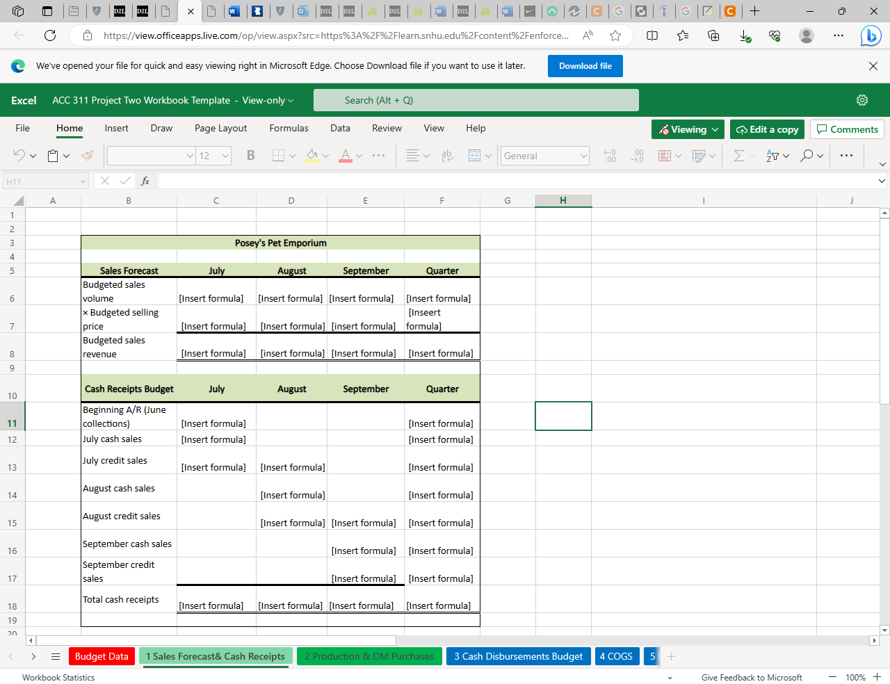 at Poseys Pet Emporium tasked with preparing quarterly budgets that determine the