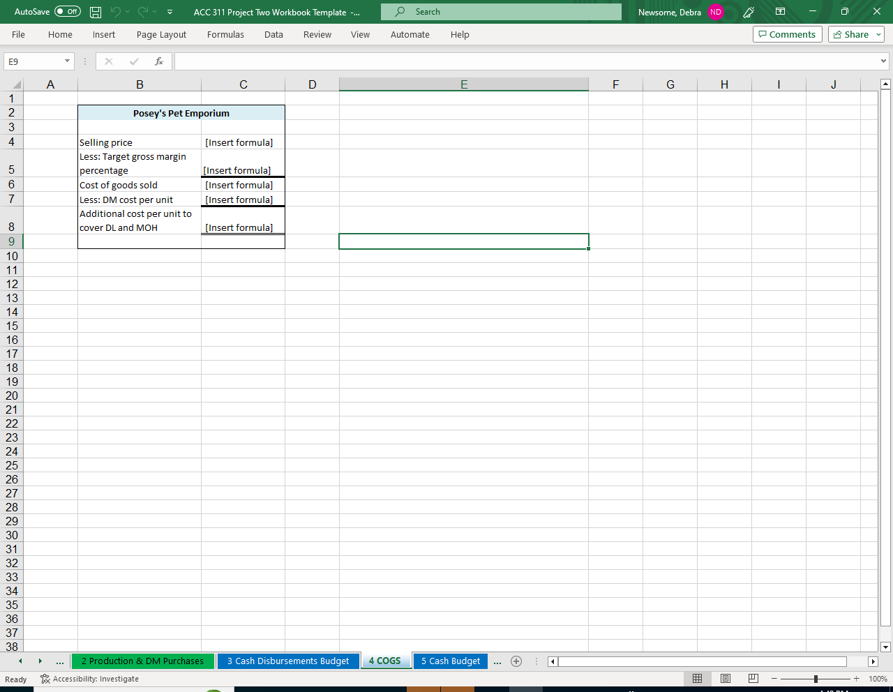 You have the following information: 1. The budgeted selling price for the