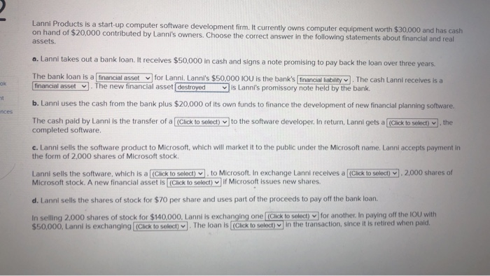  ok nces Lanni Products is a start-up computer software development firm.