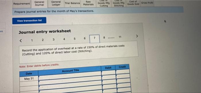 for May, onces Direct materials Raw materials purchased on credit Direct materials