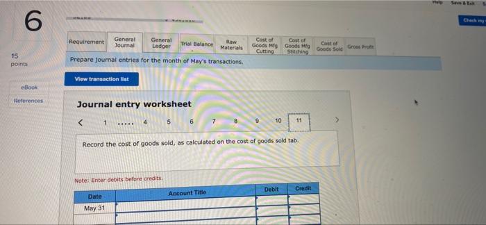 Cutting Stitching (1508 of direct materials used) (1209 of direct labor used)