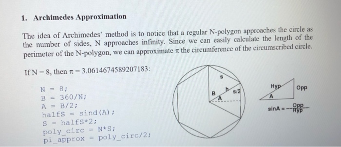  Write a function for the algorithm for approximating pi. Characterize the
