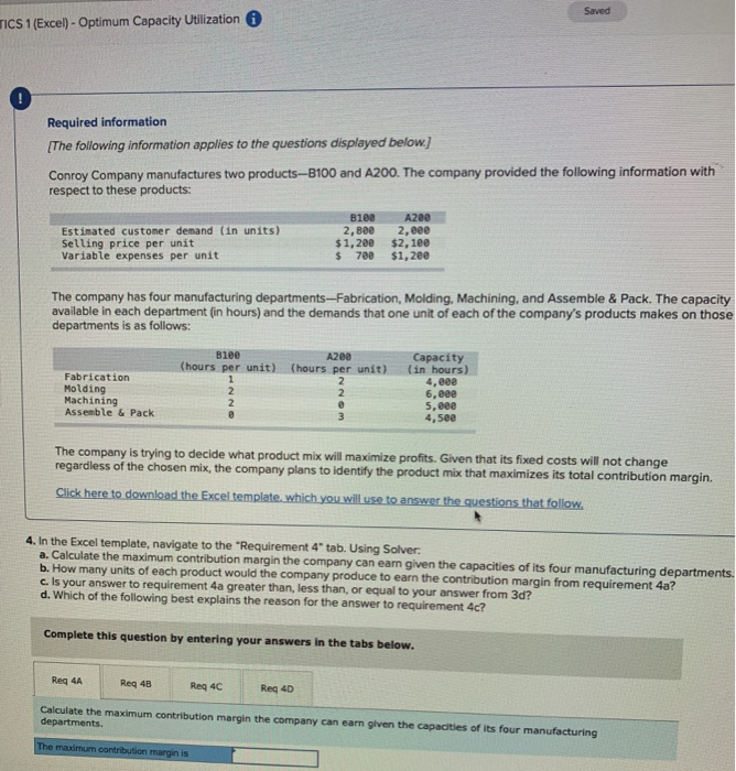  Saved TICS 1 (Excel) - Optimum Capacity Utilization 6 Required information