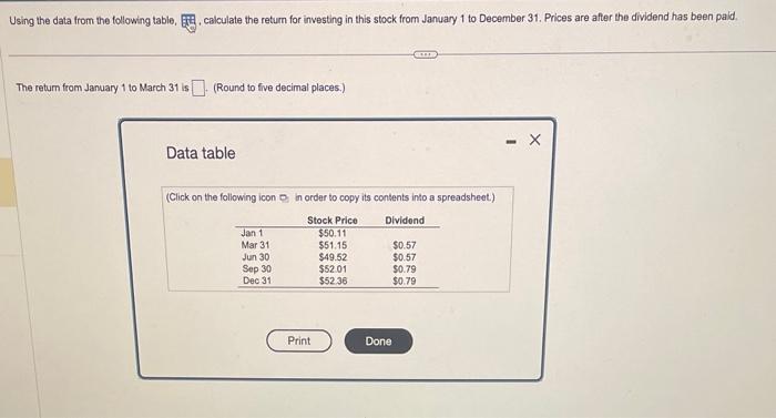  Using the data from the following table, EE , calculate the