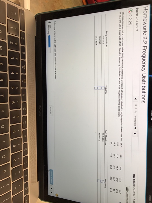  The data represents the body mass index (BM) values for 20