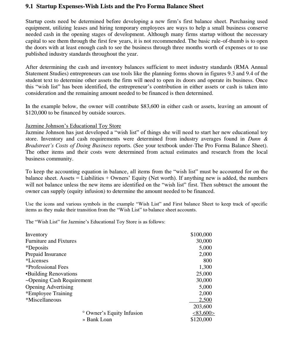  Startup costs need be determined before developing a new firm's first