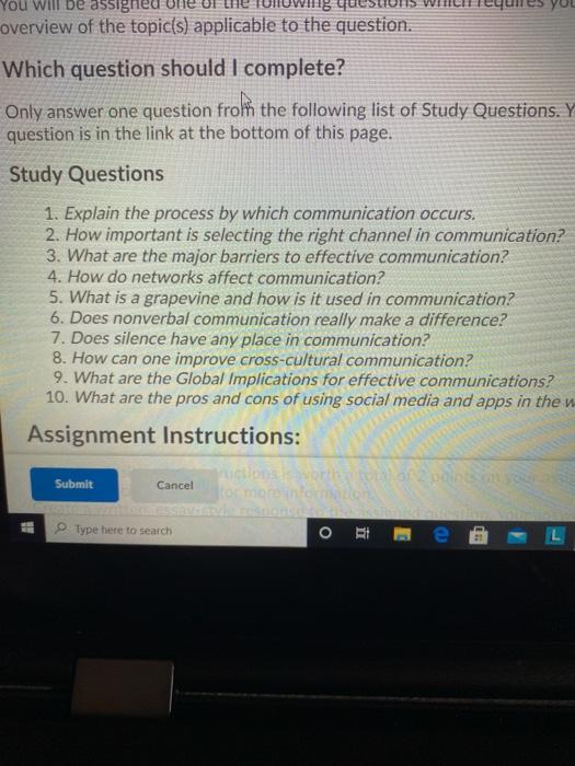  Answer question 4th will be assigned overview of the topic(s) applicable