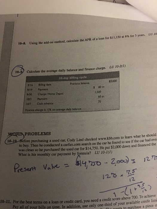  I don't understand 9 Using the add-on method, calculate the APR