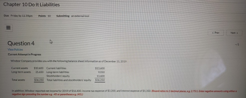 Chapter 10 Do It Liabilities Due Friday by 11:59pm Points 10