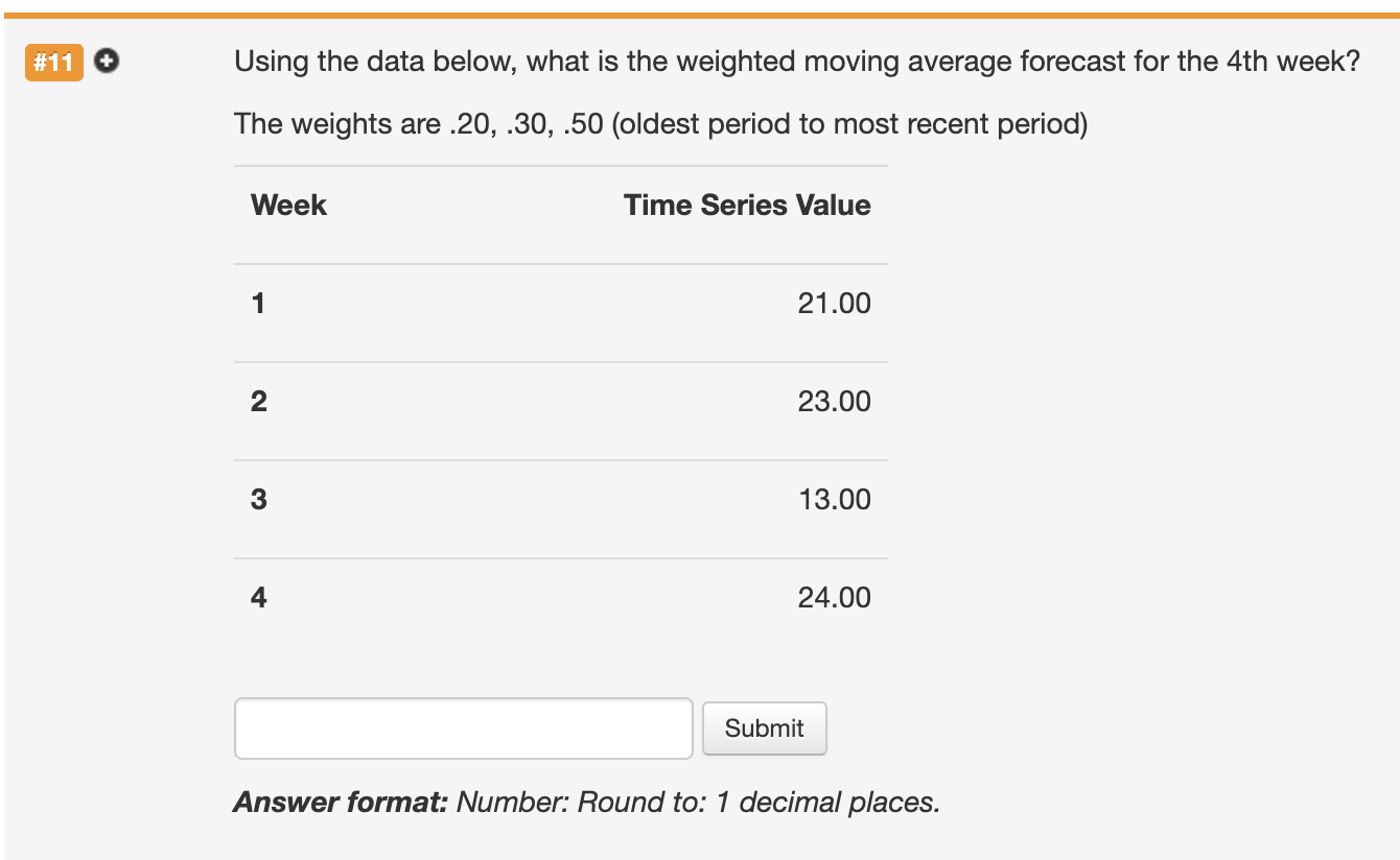 6.00 2 4.00 3 3.00 4 4.00 Submit Answer format: Number: Round