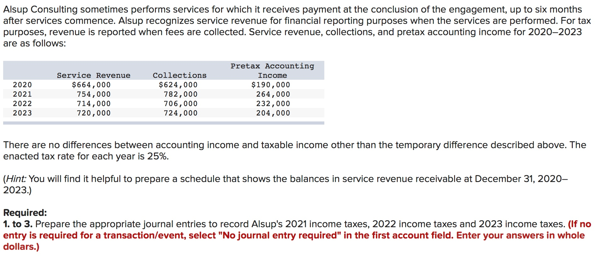 Alsup Consulting sometimes performs services for which it receives payment at