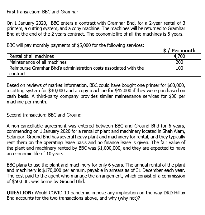 PLEASE EXPLAIN FULLY THE ANSWER FOR THE QUESTION First transaction: BBC and