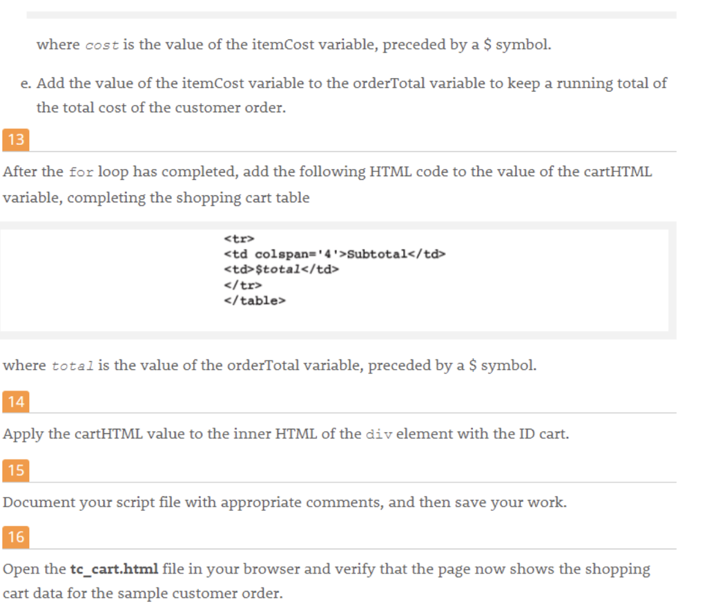 them as tc_cart.html, tc_ cart.js and te_ order.js respectively. Go to the
