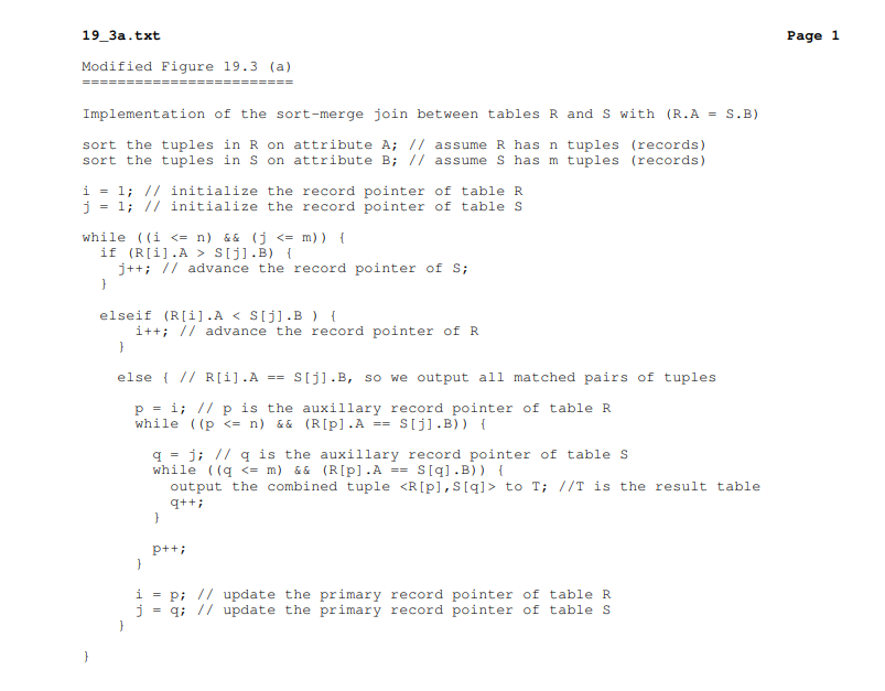  Extend the sort-merge join algorithm shown in the modified Figure to