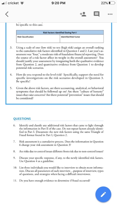  cricket 9:20 PM 22% be specific to this case. Risk Factors