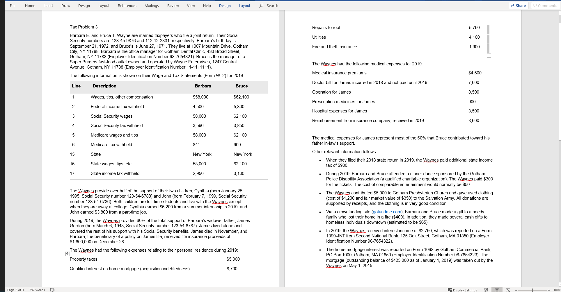 Please help me solve this tax problem. File Home Insert Draw Design