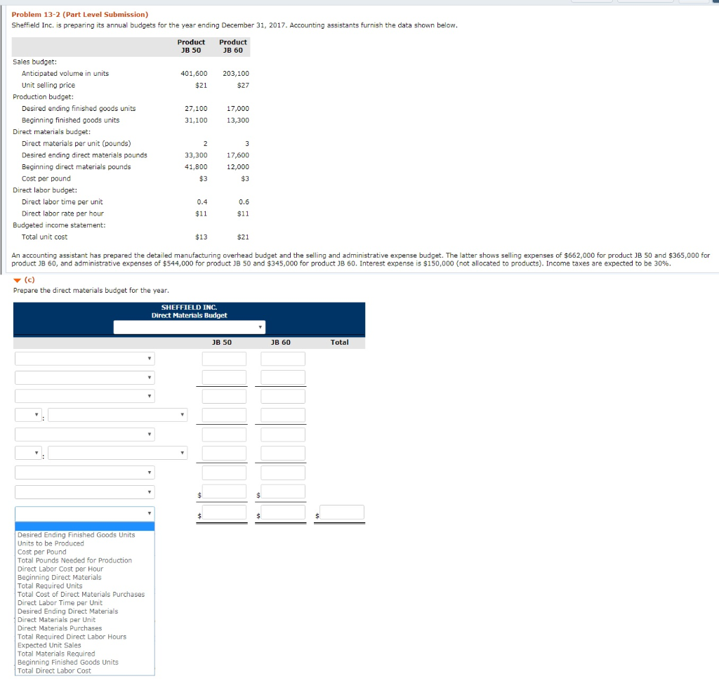 Problem 13-2 (Part Level Submission) Sheffield Inc. is preparing its annual