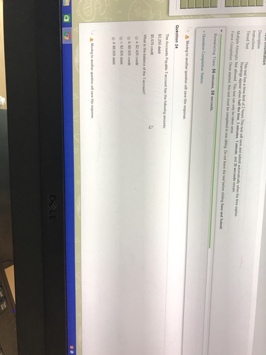  Description Instructions Timed Test This test has a time limit of