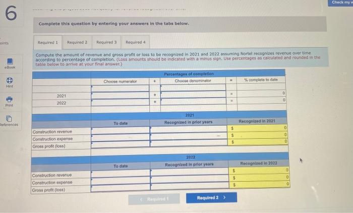 5 pot Exercise 6-19 (Algo) Long-term contract; revenue recognition over time and